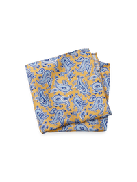 Paisley Silk Pocket Square - Yellow/blue