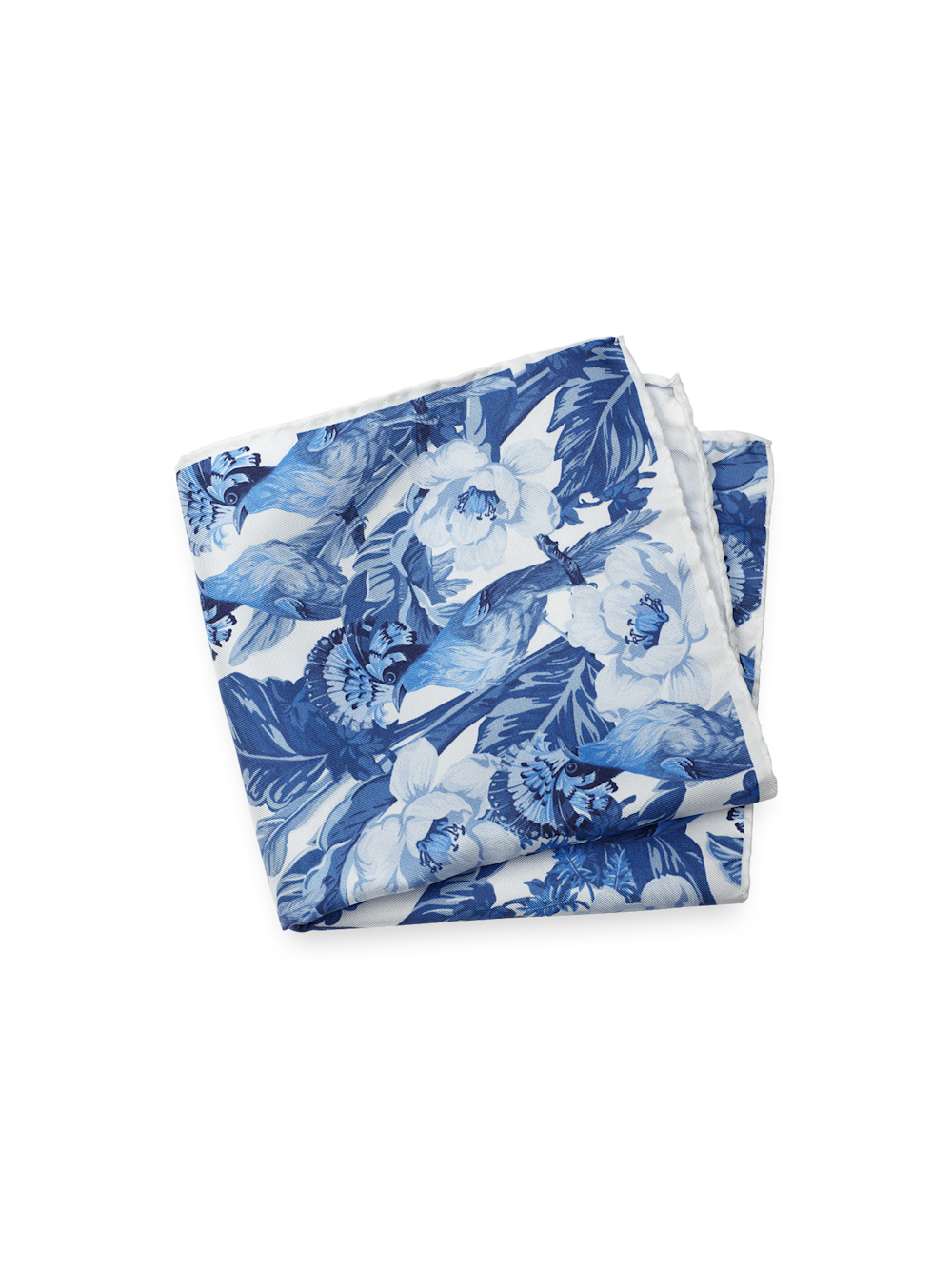 Product Image of Floral Silk Pocket Square-Blue/White
