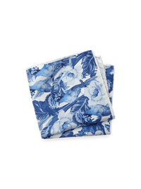Floral Silk Pocket Square - Blue/white