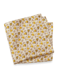 Floral Silk Pocket Square - Tan/yellow
