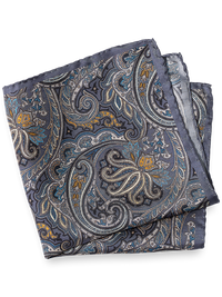 Paisley Silk Pocket Square - Grey Multi