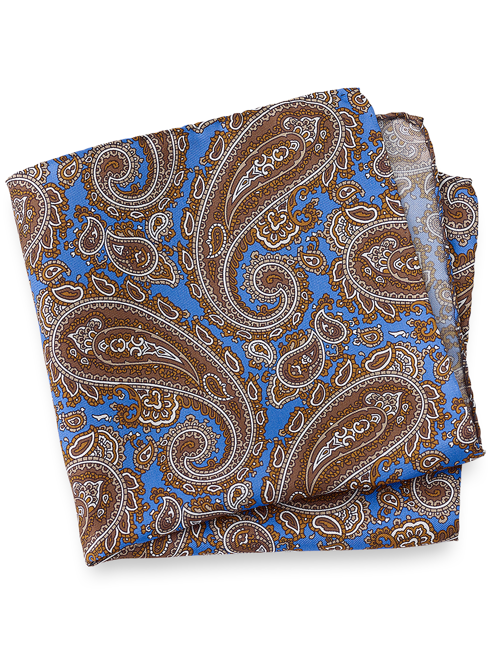 Product Image of Paisley Silk Pocket Square-Blue Multi