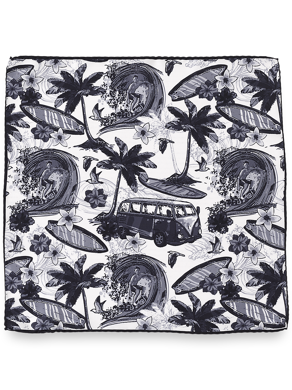 Alternate Image of Surfer & Palm Tree Silk Pocket Square-1