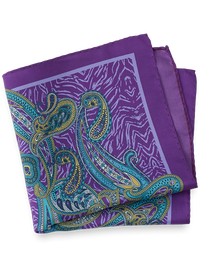 Paisley Silk Pocket Square - Purple Multi