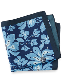 Floral Silk Pocket Square - Blue Multi