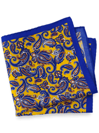 Paisley Silk Pocket Square - Yellow/blue
