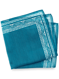 Paisley Cotton Blend Pocket Square - Teal