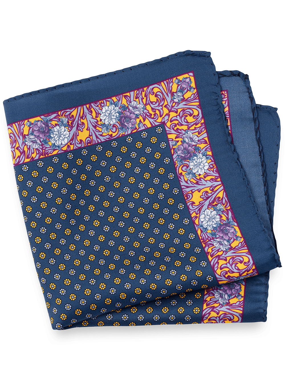 Product Image of Floral Silk Pocket Square-Blue Multi