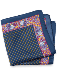 Floral Silk Pocket Square - Blue Multi