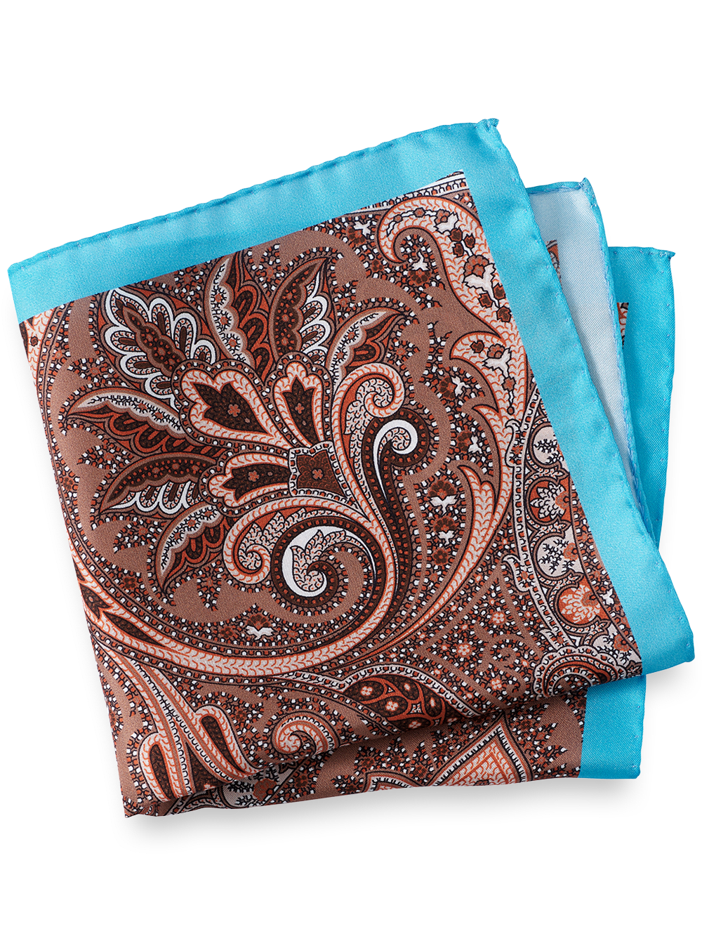 Product Image of Paisley Silk Pocket Square-Brown Multi