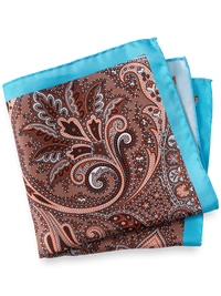 Paisley Silk Pocket Square - Brown Multi