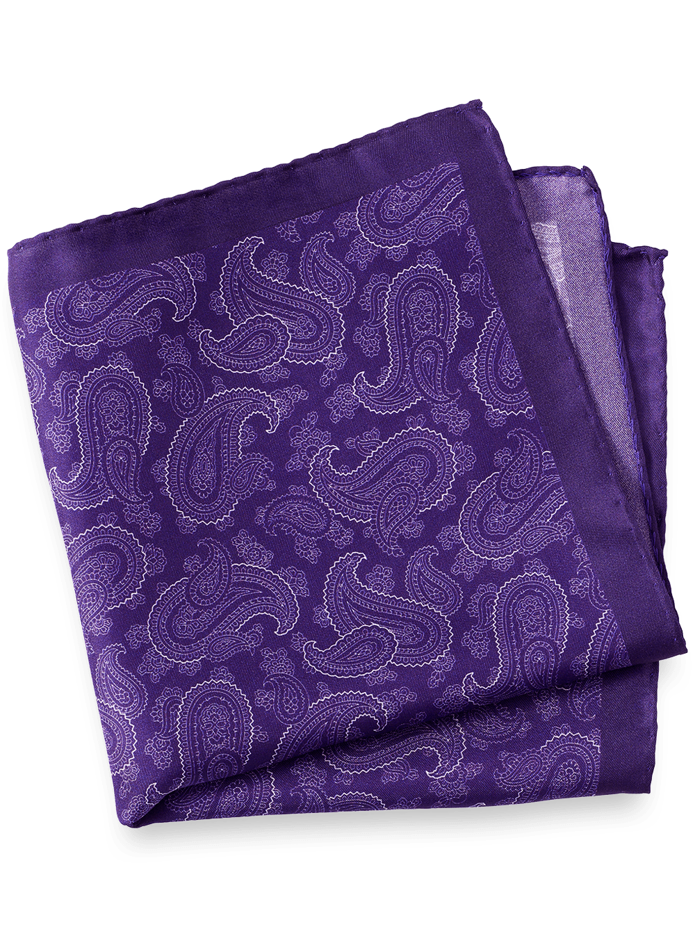 Product Image of Paisley Silk Pocket Square-Purple