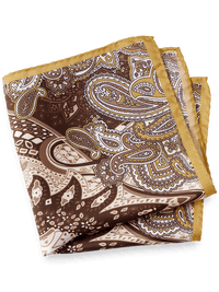 Paisley Silk Pocket Square - Gold/brown