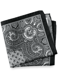 Paisley Silk Pocket Square - Black