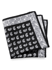 Paisley Silk Pocket Square - Black/grey