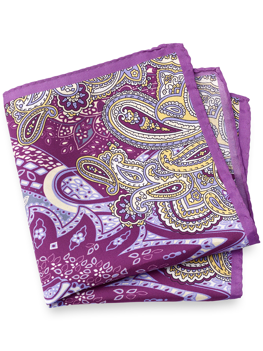 Product Image of Paisley Silk Pocket Square-Purple Multi