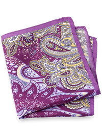 Paisley Silk Pocket Square - Purple Multi