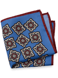 Medallion Silk Pocket Square - Blue Multi