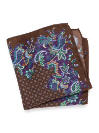 Paisley Silk Pocket Square - Brown Multi