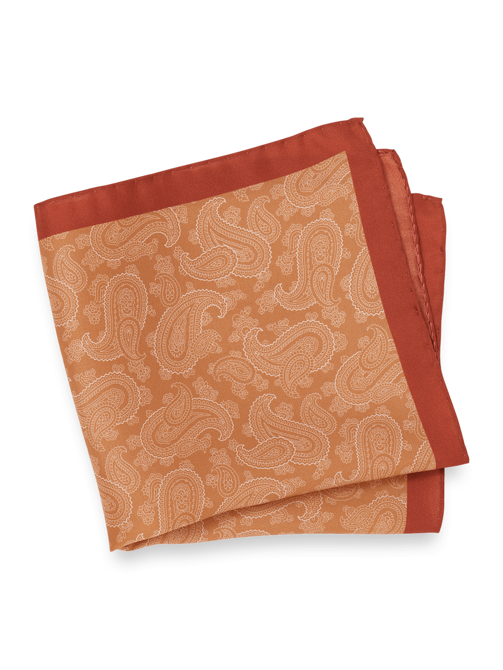 Product Image of Paisley Silk Pocket Square-Orange