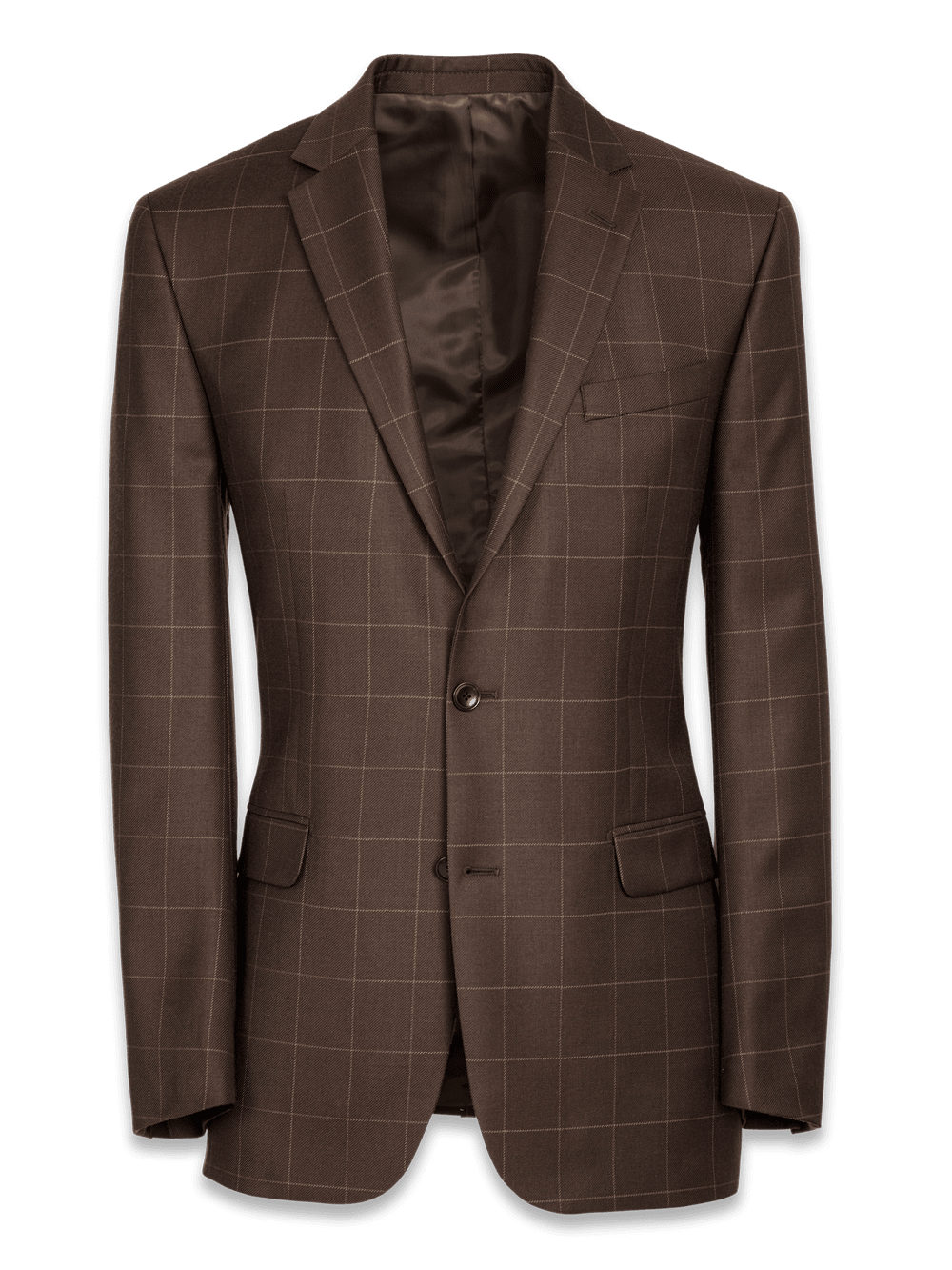Product Image of Classic Fit Essential Wool Notch Lapel Suit Jacket-Brown Windowpane