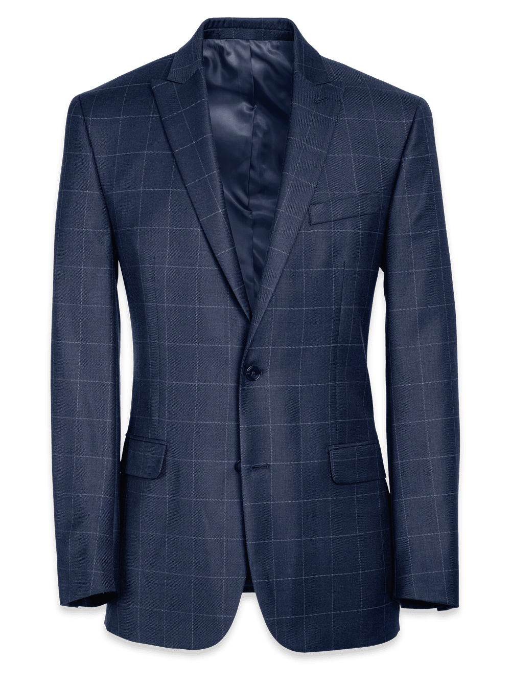 Product Image of Classic Fit Essential Wool Peak Lapel Side Vents Suit Jacket-Navy Windowpane