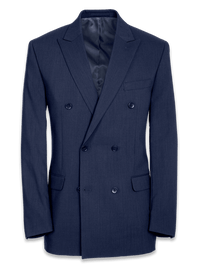 Classic Fit Essential Wool Double Breasted Peak Lapel Suit Jacket - Navy