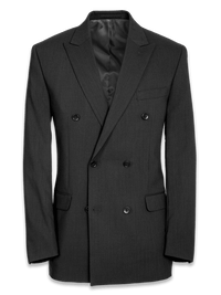 Tailored Fit Essential Wool Double Breasted Peak Lapel Suit Jacket - Black