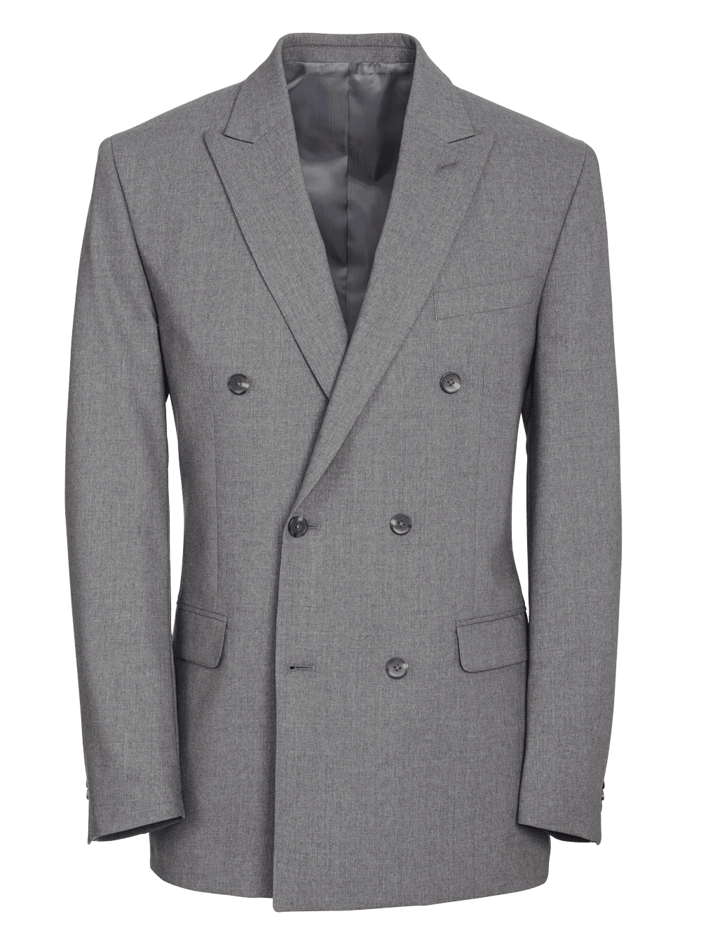 Product Image of Tailored Fit Essential Wool Double Breasted Peak Lapel Suit Jacket-Grey