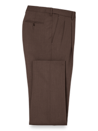 Tailored Fit Essential Wool Pleated Pants - Brown