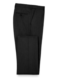 Tailored Fit Essential Wool Flat Front Pants - Black
