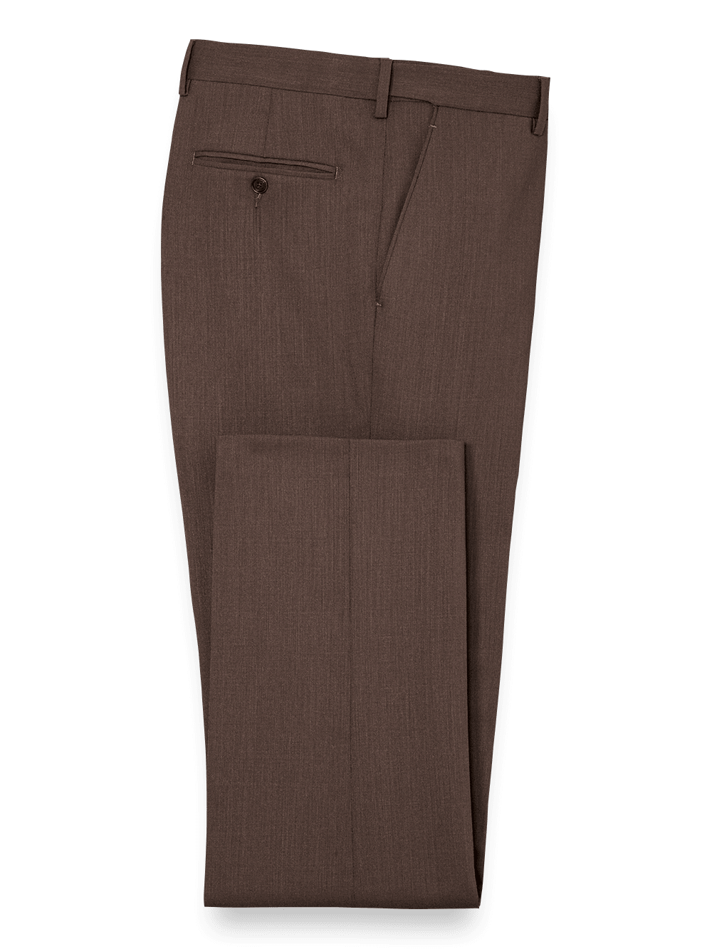 Product Image of Tailored Fit Essential Wool Flat Front Pants-Brown