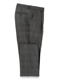 Wool Plaid Single Pleat Suit Pants - Charcoal