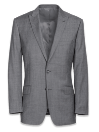 Classic Fit Sharkskin Peak Lapel Suit Jacket - Grey