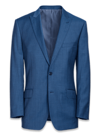 Classic Fit Sharkskin Peak Lapel Suit Jacket - Slate Blue