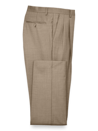 Classic Fit Sharkskin Pleated Suit Pants - Tan
