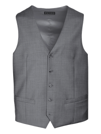 Classic Fit Sharkskin No Lapel Suit Vest - Grey