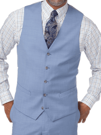 Classic Fit Sharkskin No Lapel Suit Vest - Sky Blue