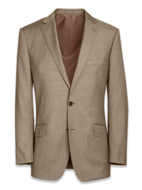 Classic Fit Sharkskin Notch Lapel Suit Jacket - Tan