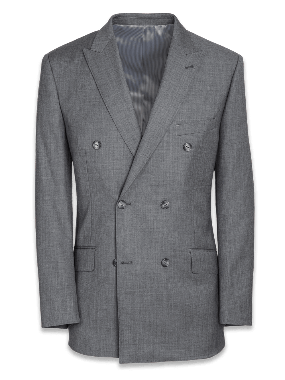 Product Image of Classic Fit Sharkskin Double Breasted Peak Lapel Suit Jacket-Grey