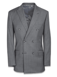 Classic Fit Sharkskin Double Breasted Peak Lapel Suit Jacket - Grey