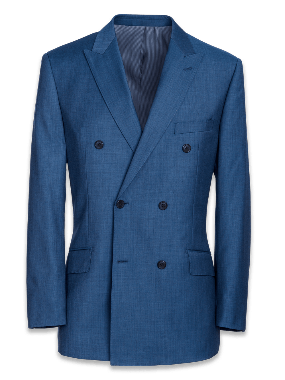 Product Image of Classic Fit Sharkskin Double Breasted Peak Lapel Suit Jacket-Slate Blue