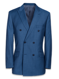 Classic Fit Sharkskin Double Breasted Peak Lapel Suit Jacket - Slate Blue