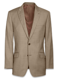 Tailored FIt Sharkskin Peak Lapel Suit Jacket - Tan