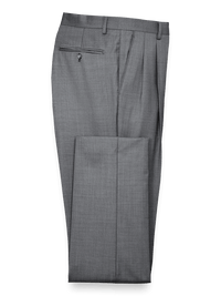 Tailored Fit Sharkskin Pleated Suit Pants - Grey