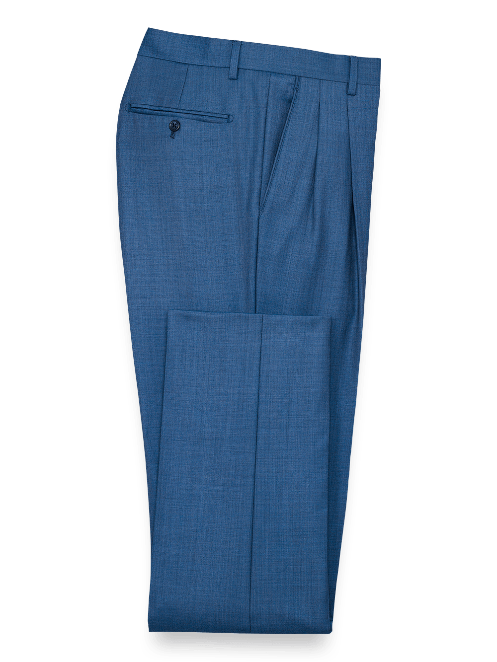 Product Image of Tailored Fit Sharkskin Pleated Suit Pants-Slate Blue