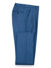 Tailored Fit Sharkskin Pleated Suit Pants - Slate Blue