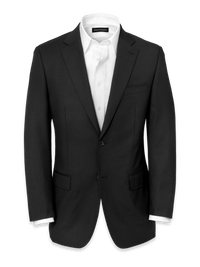 Wool Stretch Bengaline Notch Lapel Suit Jacket - Black