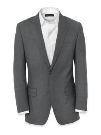 Wool Stretch Bengaline Notch Lapel Suit Jacket - Grey