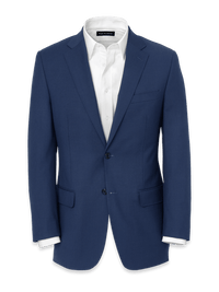 Wool Stretch Bengaline Notch Lapel Suit Jacket - Blue